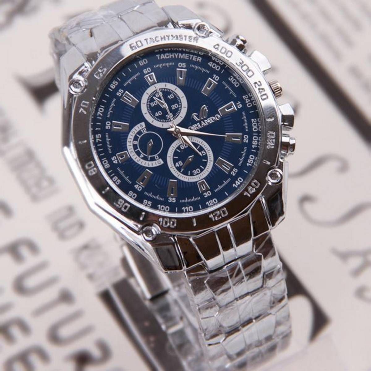 Luxury Stainless Steel Strap Quartz Man Waterproof Business Watch BU