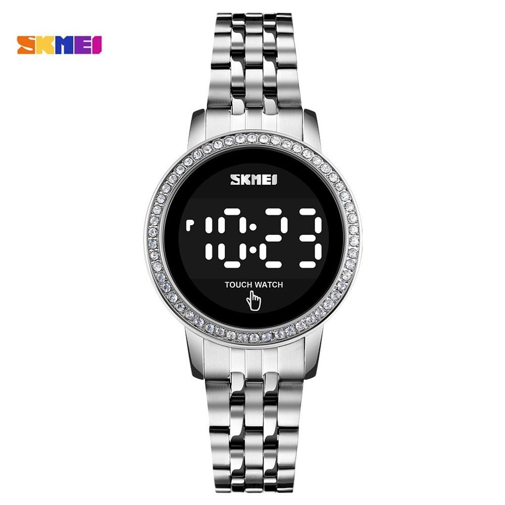 SKMEI Luxury Rhinestone Ladies Digital Wristwatches LED Touch Screen Women Watch Waterproof Female Clock Relogio Feminino 1669
