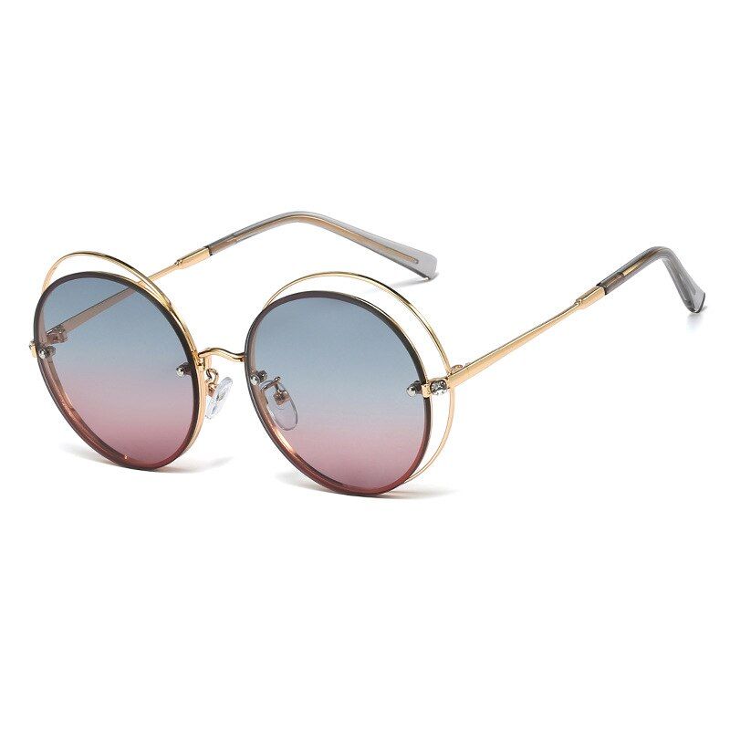 5JASPEER Double Shade Sunglasses Women Round Lens Sunglasses Metal Shade Men Goggle Sunglass Fashion Eyewear Dual Shades UV400