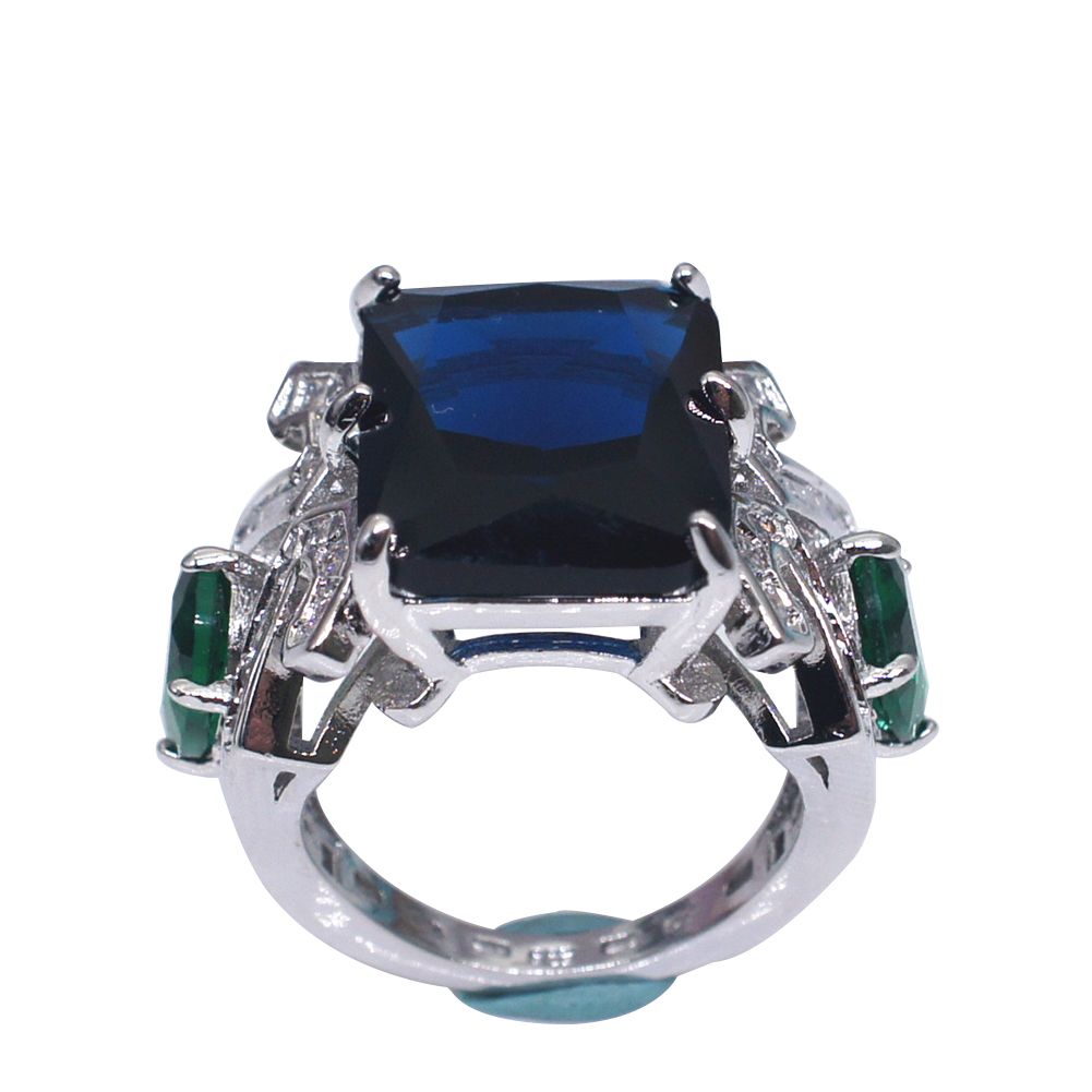 Luxury Large Square Faux Topaz Women Finger Ring Party Banquet Jewelry Decor