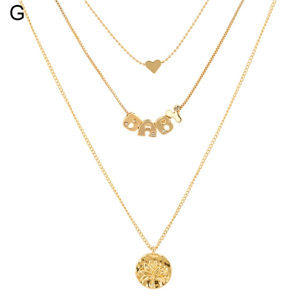 Women Fashion 26 Letters Design Multilayer Necklace Clavicle Chain Pendant Gift