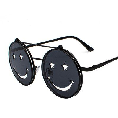 H032020 fashion clamshell smiley sunglasses ladies punk retro cool fashion sunglasses men sunglasses brand glasses shade