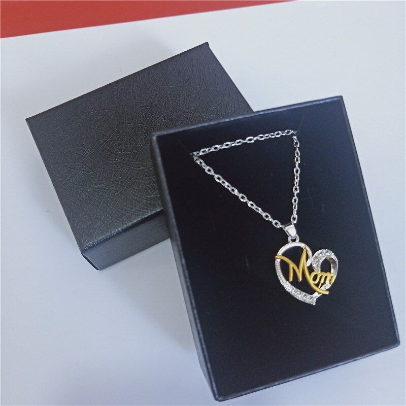 2020 Cubic Zirconia Mom Necklace Baby Heart Pendant Daughter Son Child Family Love Jewelry Friends Birthday Mother Days Gift Box