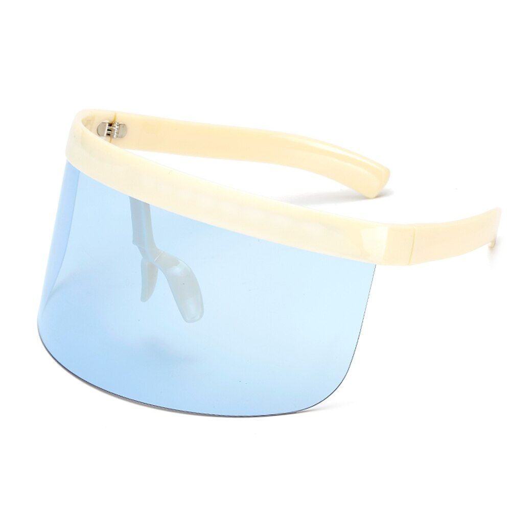 C7white blueOversized Shield Visor Sunglasses Women Men Brand Designer Big Frame Flat Top Sun Glasses Clear Lens Large Shades Goggle Eyewear