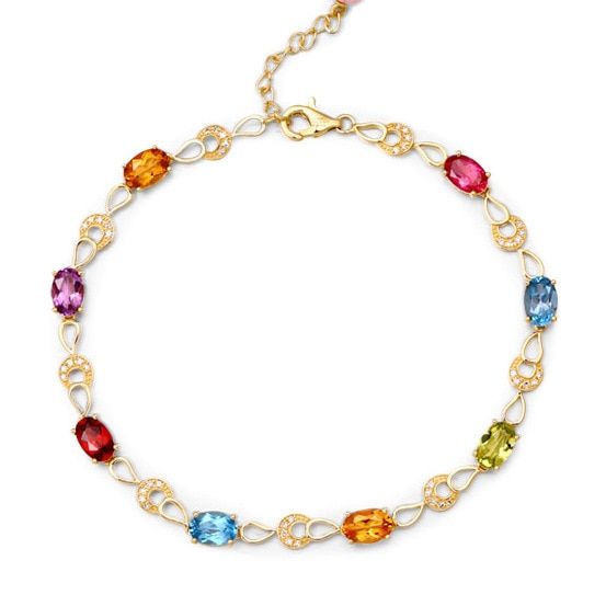 MOONROCY Crystal Bracelets Oval Colourful Crystal Gold Color Bohemia Trendy Jewelry Wholesale Dropshipping for Women Girls