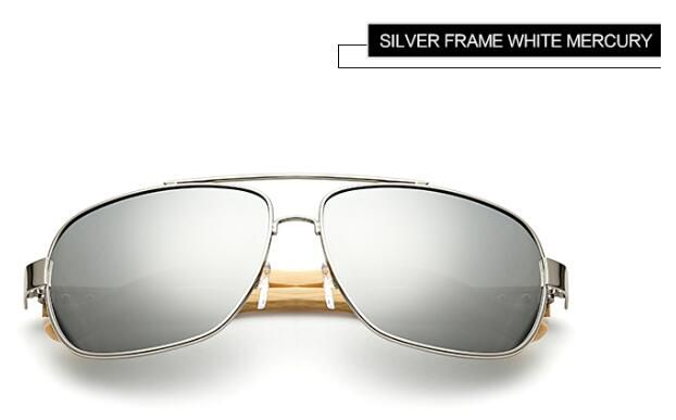 SilverWoodful Sunglasses Bamboo Leg Metal Frame Driving Sunglass for Men Women Fishing Wood Sun Glasses Outdoor Sport Googles Shades