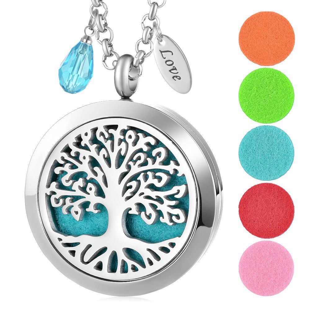 Magnetic Aromatherapy Necklace Jewelry Perfume Locket Pendant Essential Oil Diffuser Women Love charm necklace VA-1020