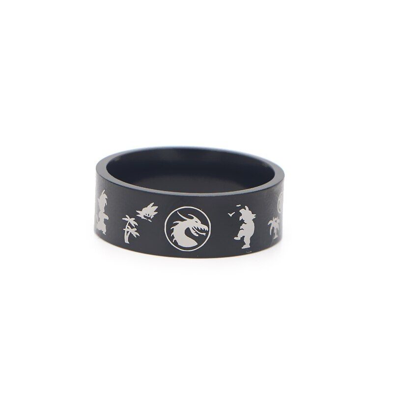 P3365 Dongmanli Cute DIY Son Goku Ring Stainless Steel Rings for Women Men Party Fashion Black silver color Rings Jewelry
