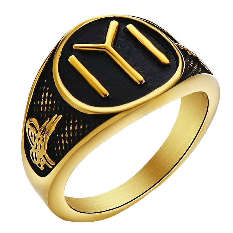 Valily Kayi Obasi Flag Ottoman Empire Mens Ring Cool Stainless Steel Ring For Men Jewelry Ottomans Seal Kayi Ertugrul