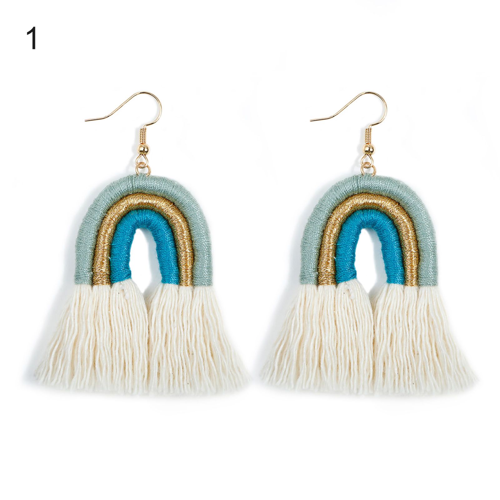 Hook Earrings Layered Layered Tassel Rainbow Hook Dangle Earrings