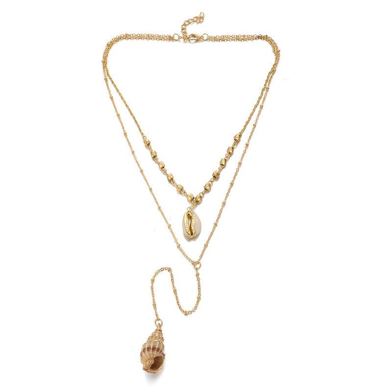 Exknl Boho Conch Shell Pendant Necklace Women Bohemian Fashion Multilayered Ocean Seashell Beach Necklace Summer Jewelry 2019