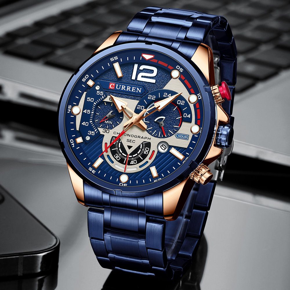CURREN 8395 Luxury Brand Sport Wristwatches for Man Quartz Watches Casual Chronograph Stainless Steel Male Clock with box