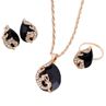Women Jewelry Set Shiny Water-Drop Shape Rhinestone Neckle Earrings Ring Gift