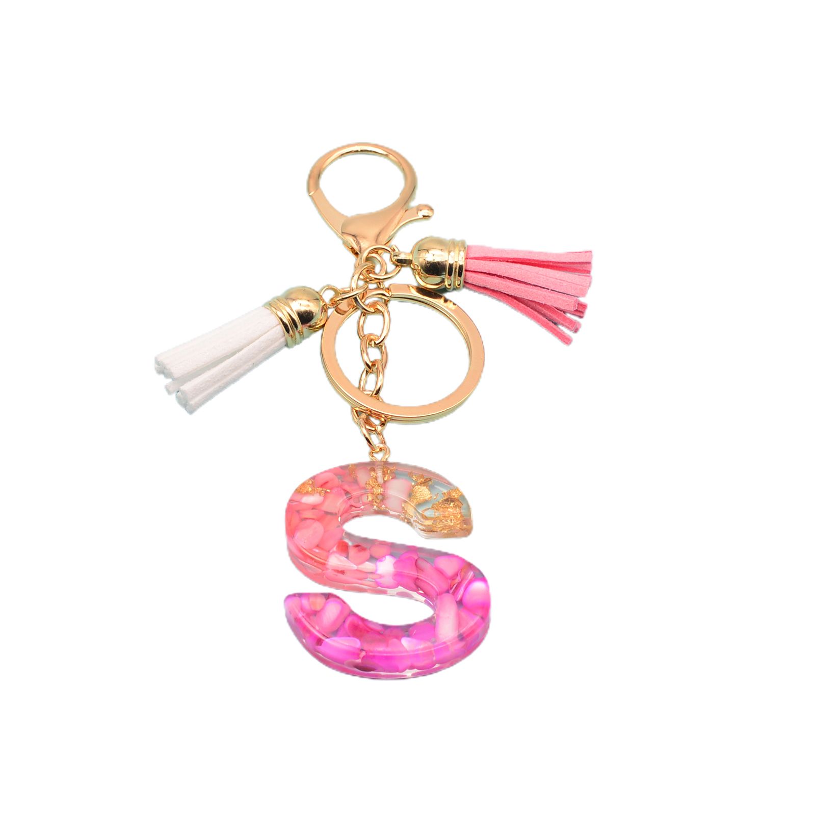 Key Pendant Translucent Letter Initial Pendant Keychain with Tassels