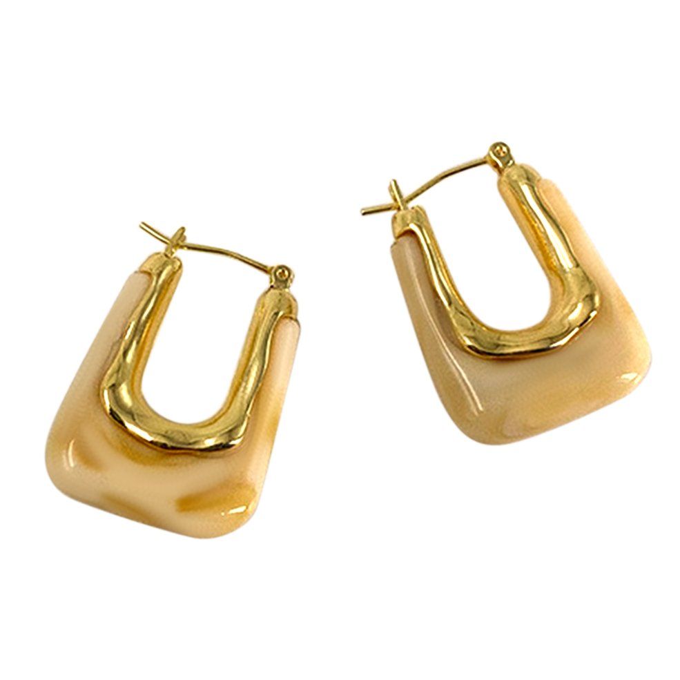 Retro Geometric U-Shaped Resin Metal Earrings French Bayer Elegant Earrings