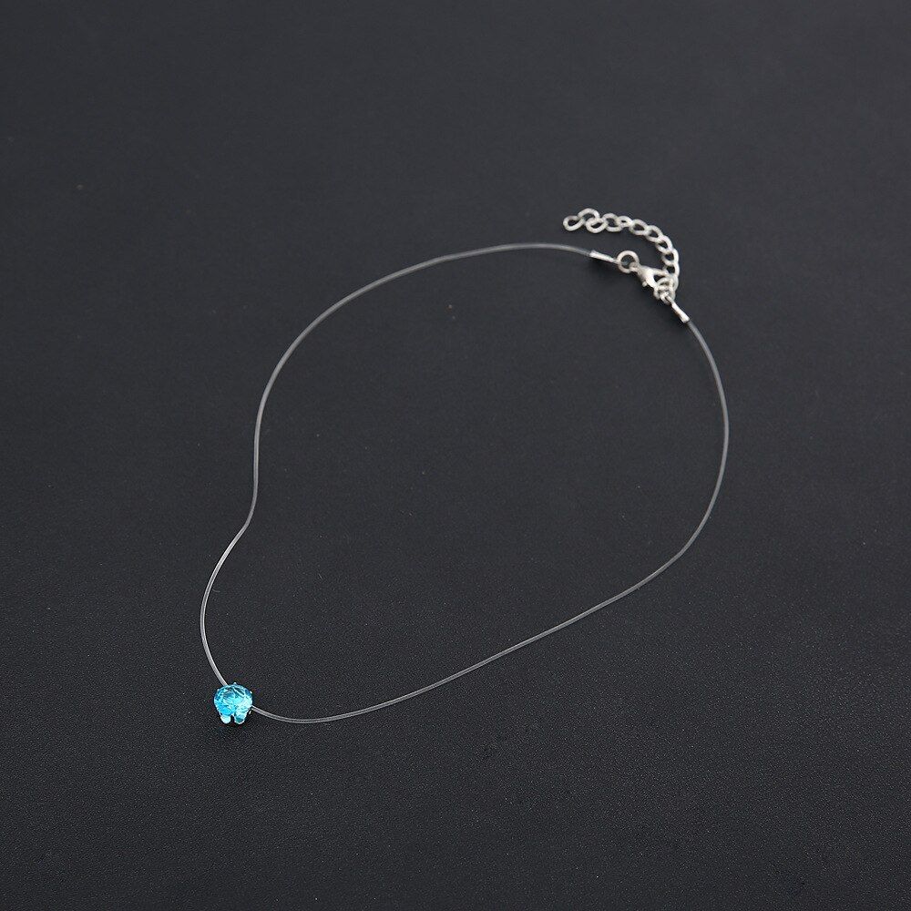 Womens Pendant Necklaces Dazzling Zircon Necklace Invisible Transparent Fishing Line Pendant Necklace Jewelry for Women Party