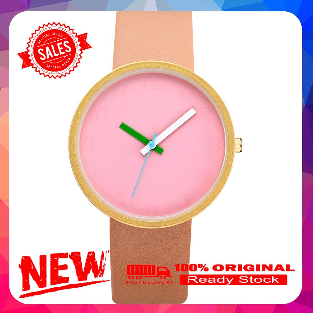 Vist Fox Unisex Faux Leather Strap Round Dial Candy Color Analog Quartz Wrist Watch Gift