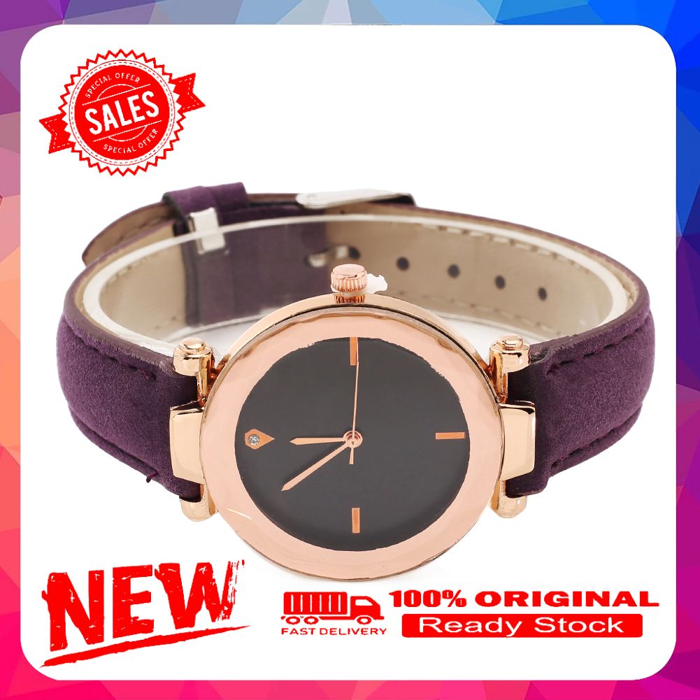 Simple Style Faux Leather Strap Women Quartz Analog Wrist Watch Birthday Present