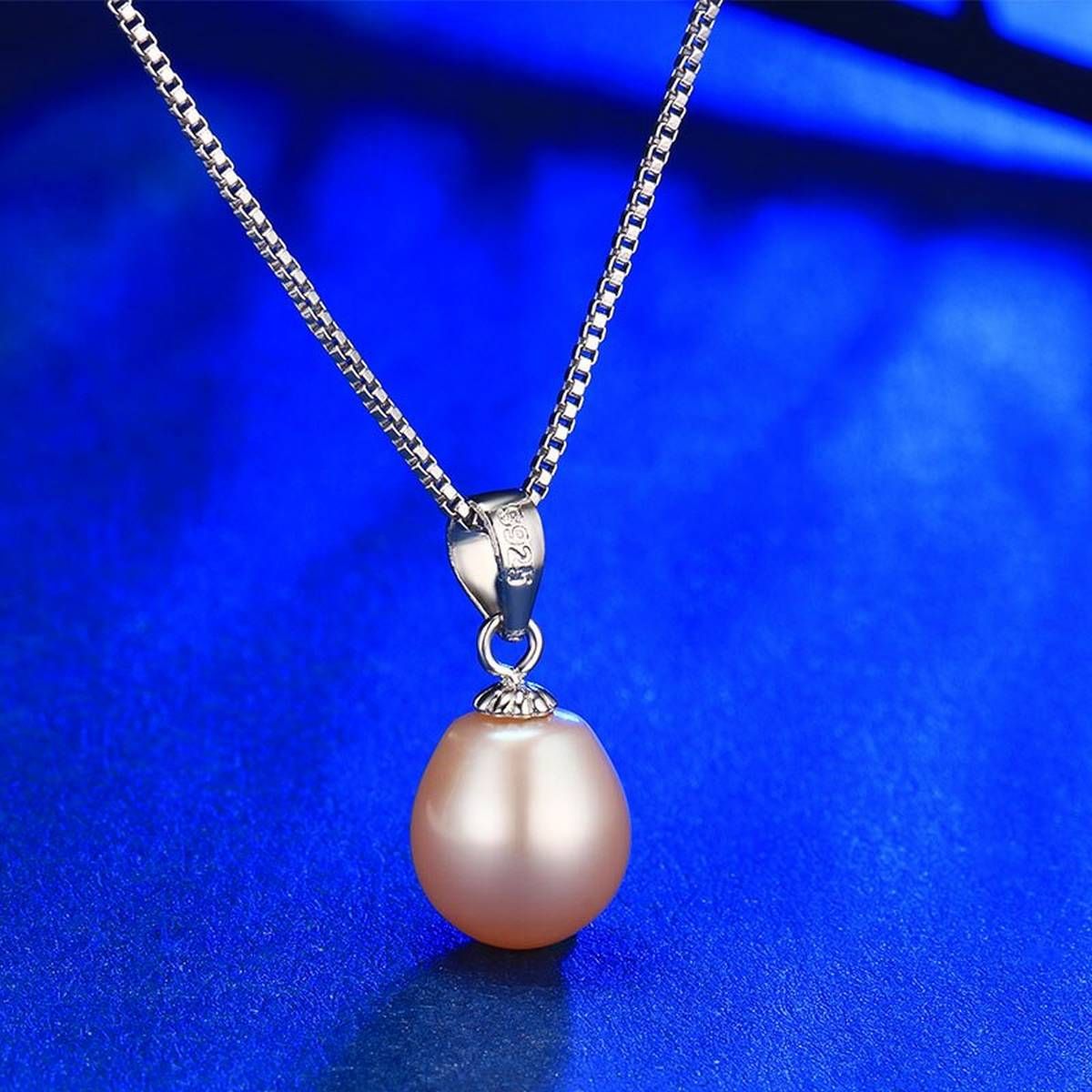 Women Design pearl necklace pendant necklaces for women Wedding Jewelry 925 Sterling Silver Box Chains Necklace(null)