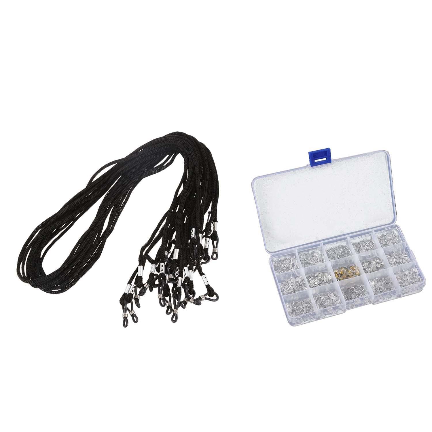 12 Pcs Nylon Eyeglass/Spectacle/Sunglass/Eyewear Cord Holder Neck String & 300 PCS Silicone Nose Pads for Glasses Repair Accessories Tool for Eyeglass Sunglasses Spectacles Eyewear