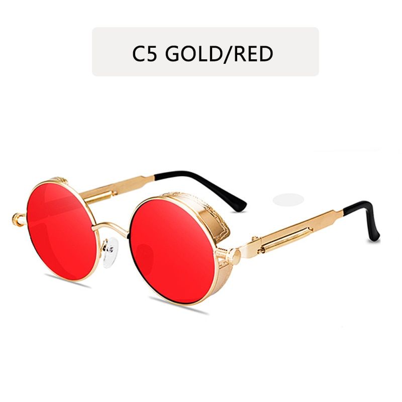 C5ZXWLYXGX Round Metal Sunglasses Steampunk Men Women Fashion Glasses Brand Designer Retro Vintage Sunglasses UV400