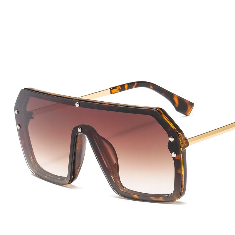 C7 GoldPawes Classic One Piece Designer With F Letters Square Sunglasses Women Oversized Big Frame Vintage Sun Glasses Men Mirror 6998