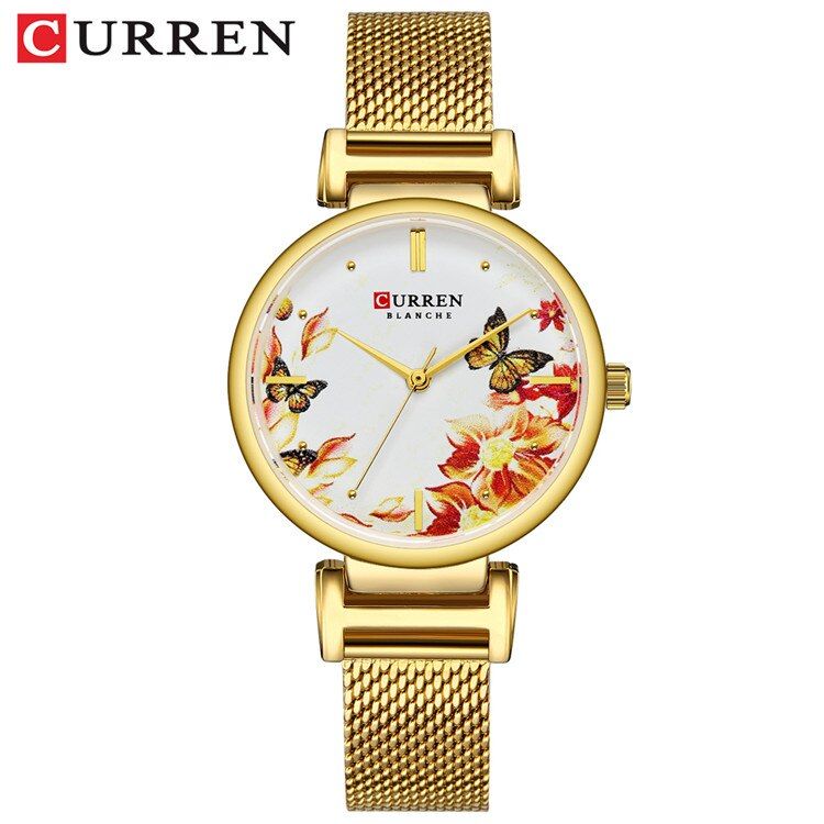 CURREN 9053 Women Watch Black Ladies Luxury Brand Stainless Steel Band Wrist Watch Casual Quartz Clock Female Montre femme