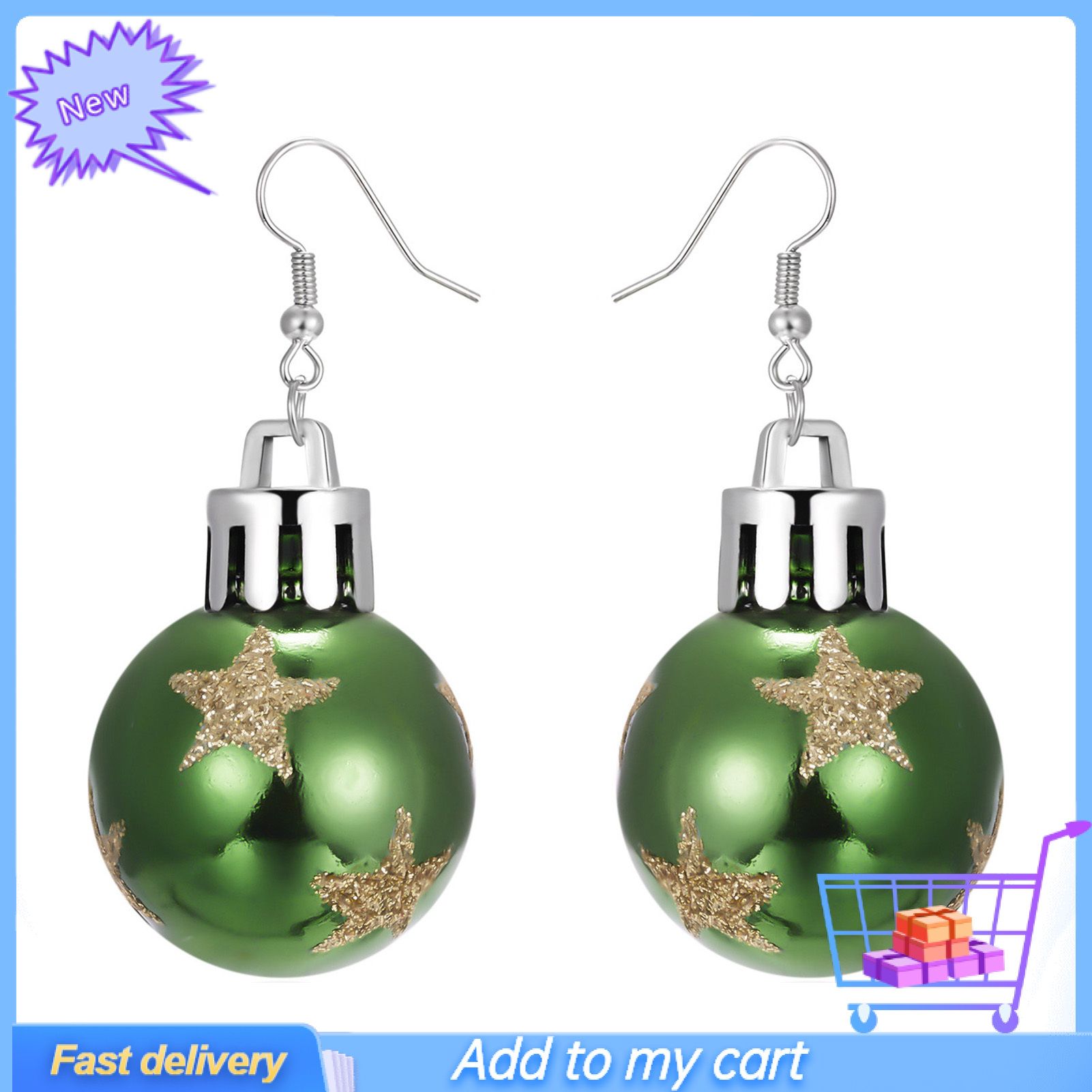 Women Earrings Round Ball Pendant Snowflakes Pattern Jewelry Christmas Bulb Five-pointed Star Dangle Earrings Accessories