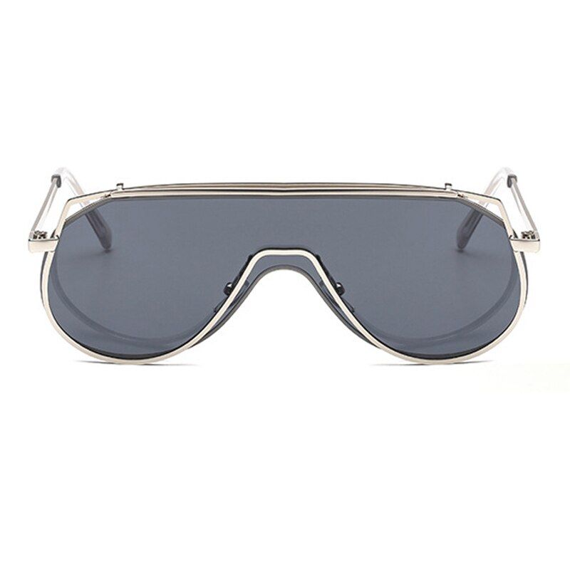 C1-Silver-GreyALOZ MICC One Pieces Sunglasses Women Brand Designer Oversized Square Sun Glasses for Men High Quality Metal Eyeglasses Q611