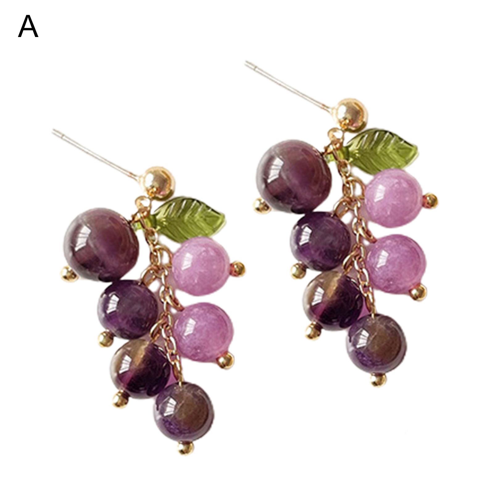 Stud Earrings 3D Design Lovely Fruit Grape Drop Stud Earrings