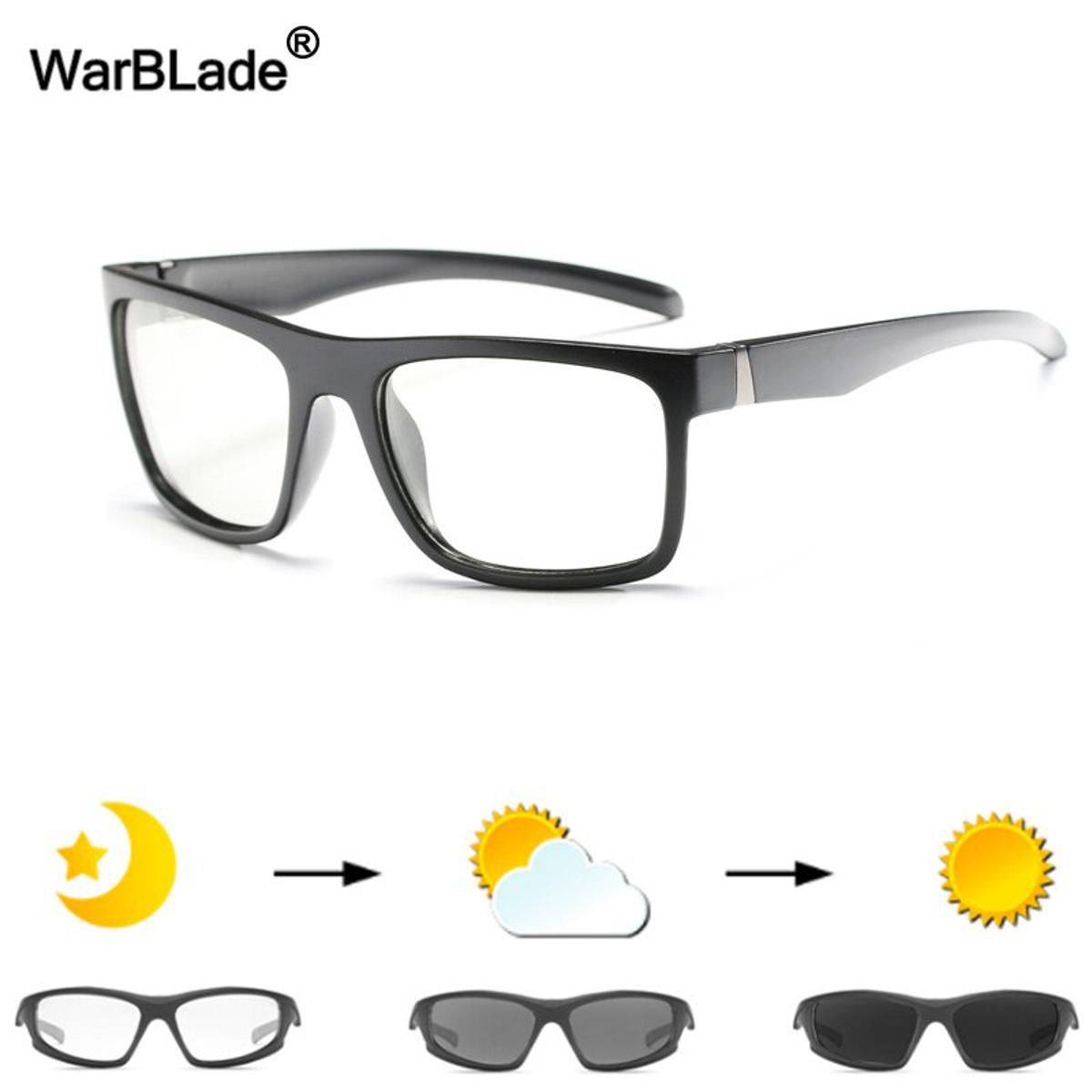 B1820WarBLade Men Photochromic Sunglasses Polarized Sun Glasses HD Driving Goggles Chameleon Glasses UV400 Day Night Driving Eyewear