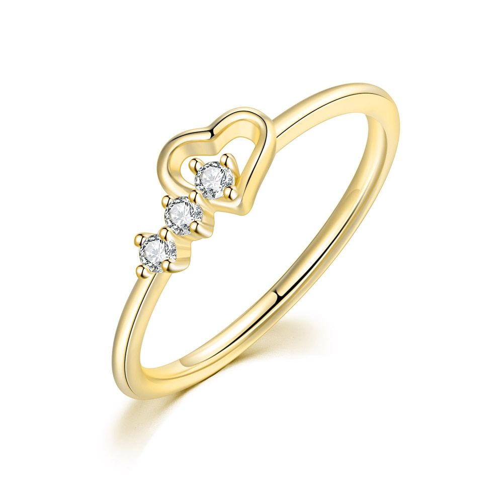 Rings for women Jewellry Simple Cute Love Heart CZ Rose Gold Color Wedding Bride Gift Fashion Jewelry Wholesale R210(null)