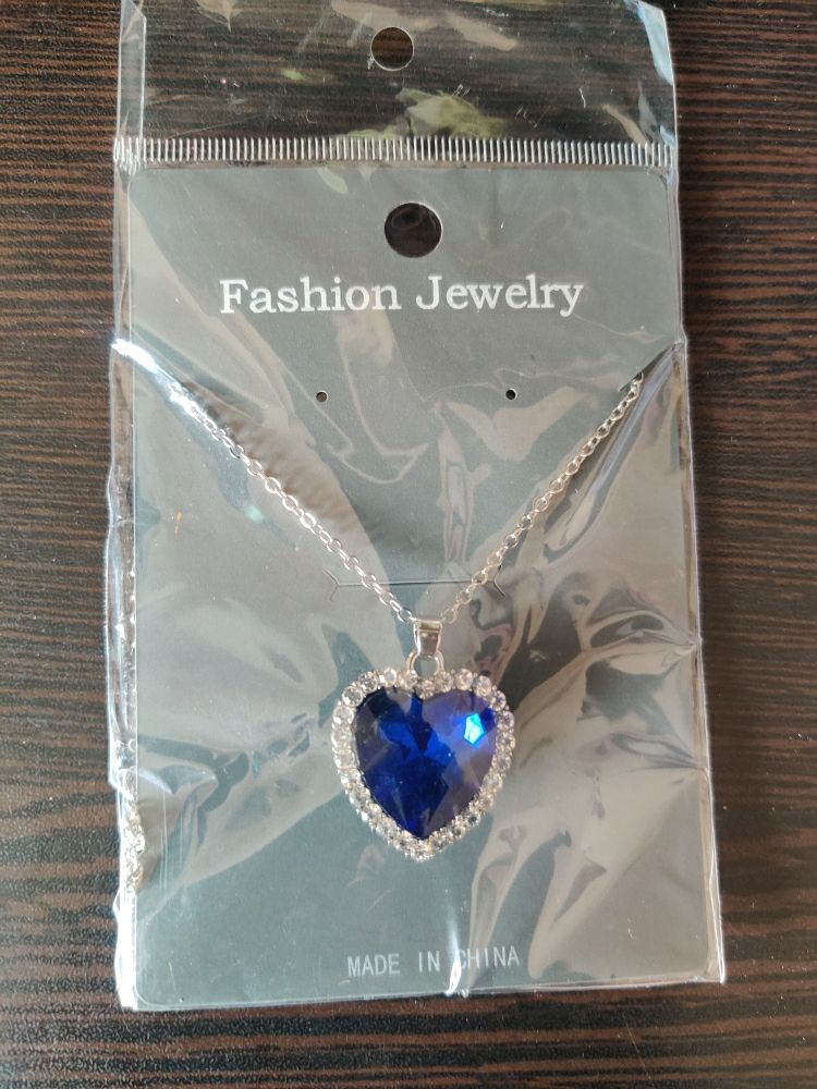 Titanic Heart Shaped Necklace - Blue
