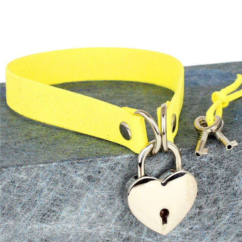 Sexy Women Heart Lock Punk Choker Necklace Harajuku Velvet Leather Collar Chocker Female Gothic Statement Jewelry Accessories