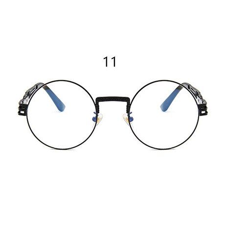 C 11Gothic Steampunk Sunglasses Men Women Metal Wrap Eyeglasses Round Shades Brand Designer Sunglasses MirrorUV400