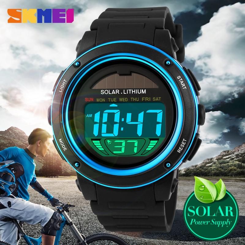 SKMEI Sports  Fashion Solar Power Outdoor Digital Chrono 50M Water Resistant Watch For Men 1096