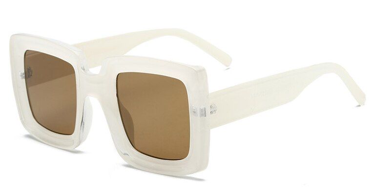 WTYJ100 Beige TeaMIZHO Fashion Protable Square Sunglasses Women Vintage 2020 Quality White Gradient Sun glasses Celebrity Oversized Ladies Brand
