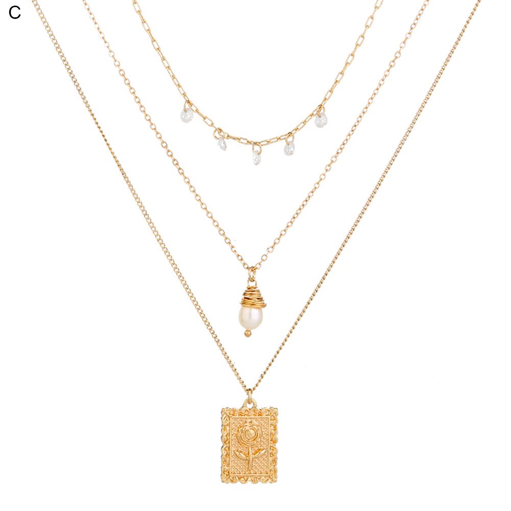 Fashion Women Retro Pendant Multilayer Necklace Trendy Choker Clavicle Chain