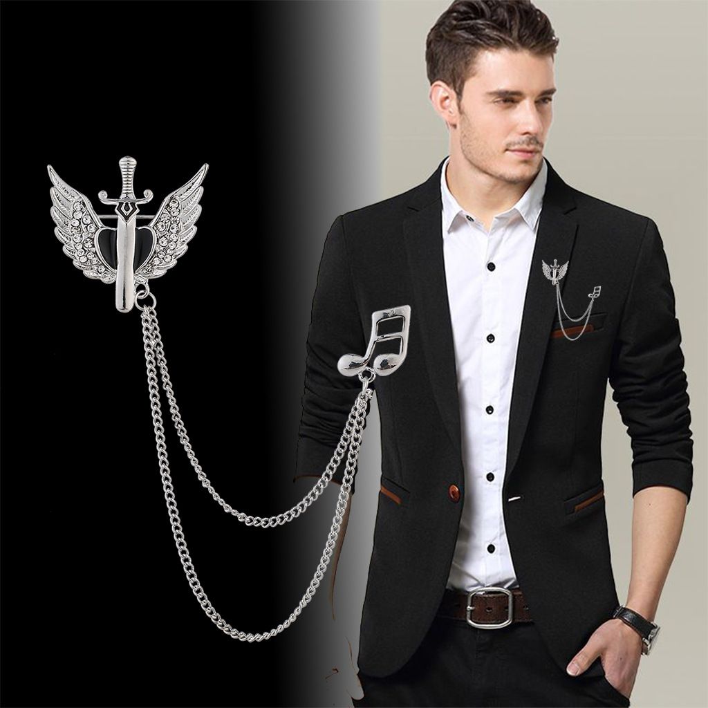 Wings Note Men's Women Fashion Suit Brooch Simple Wedding Dress Suit Brooch Collar Pin