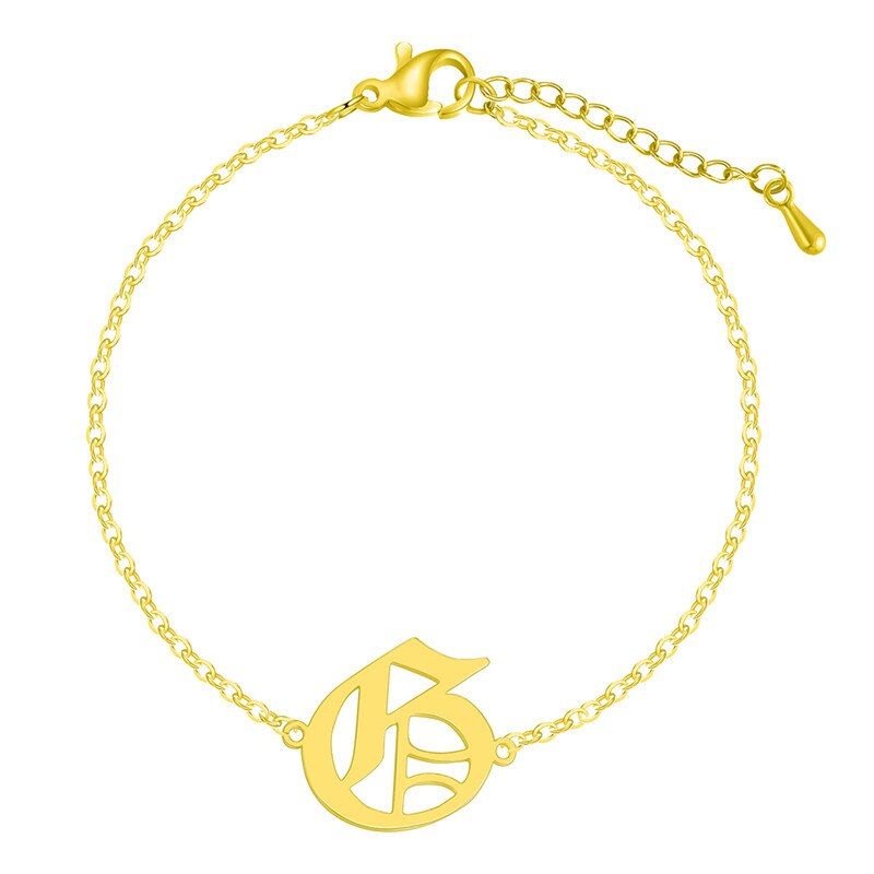 QIMING fashion Ankle Bracelet Female 2019 Trendy Stainless Steel Alphabet Initial N Women Ethnic Bracelets Men Jewelry