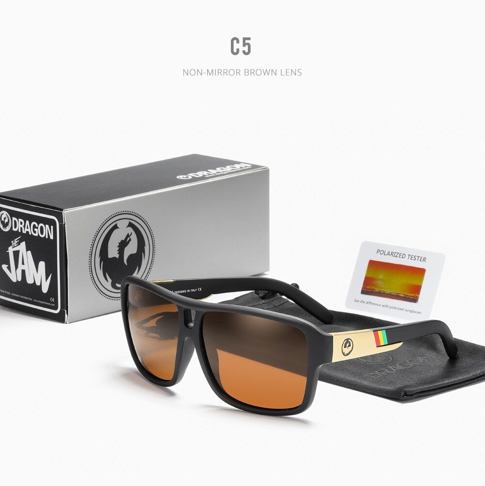 Dragon Polarized Sunglasses Men Women Square Jam Designed Male Black Sports Sun Glasses gafas de sol hombre Polarization