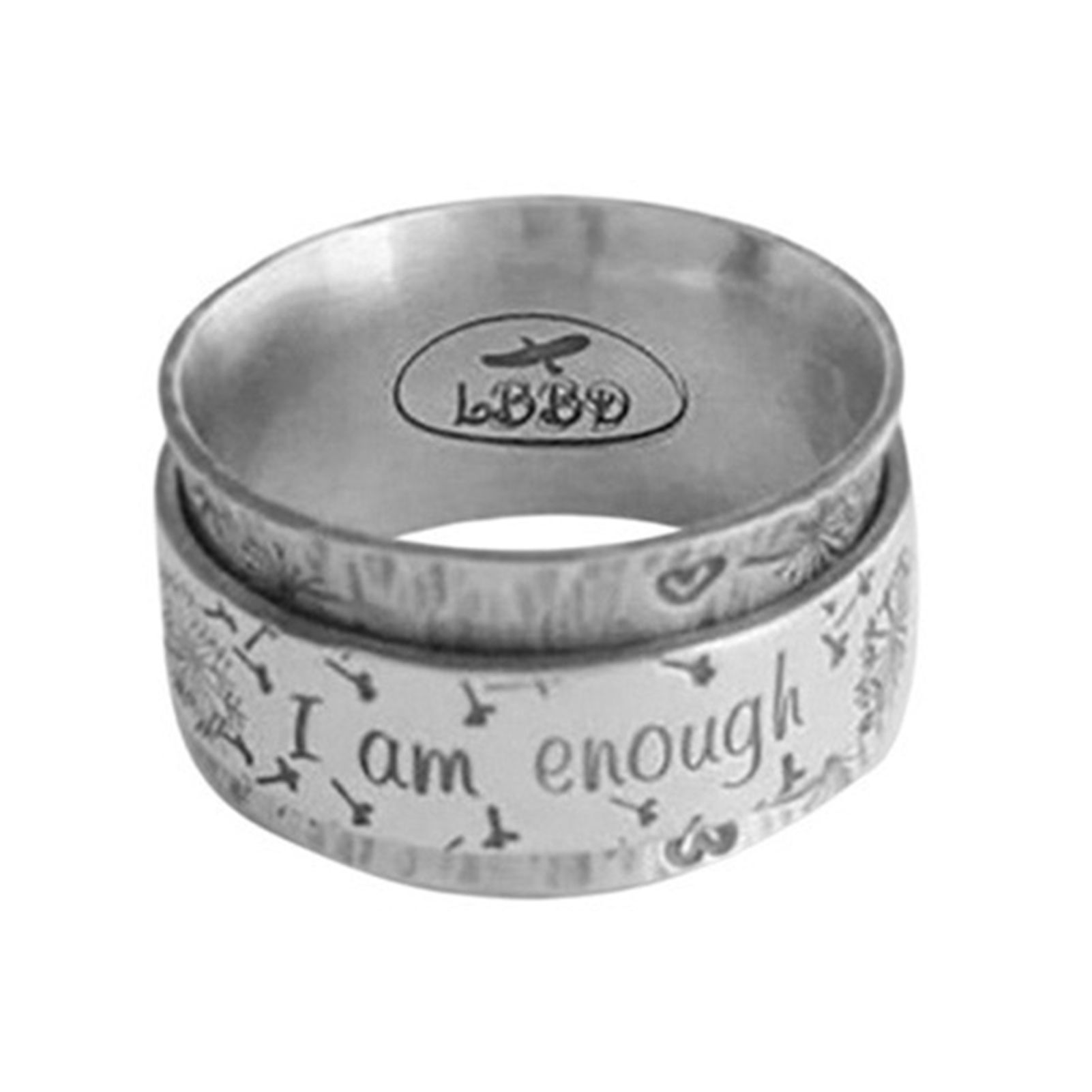 Unisex Retro Letter I Am Enough Loyal Love Couple Ring Anniversary Jewelry Gift