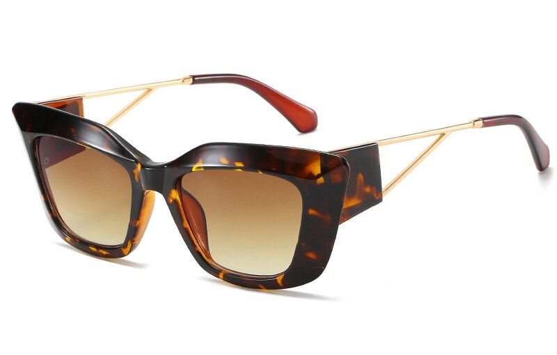 leopardPeekaboo retro cat eye sunglasses for women white half metal uv400 ladies sun glasses vintage black fashion summer transparent