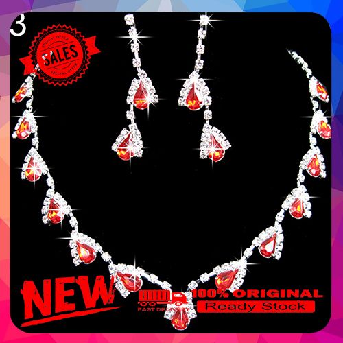 Women Dazzling Cubic Zirconia Necklace Crystal Pendant Earrings Bridal Jewelry Set