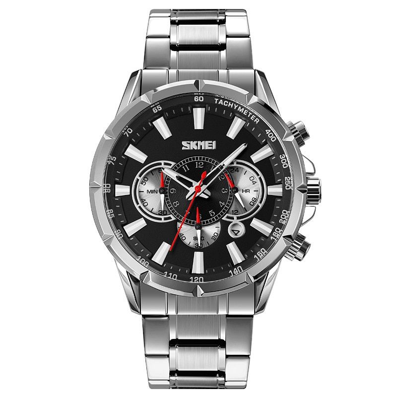 Skmei 9241 Fashion 6 Pointers Multi-function Luminous Calendar Watch For Men Stainless Steel Strap Quartz Watch