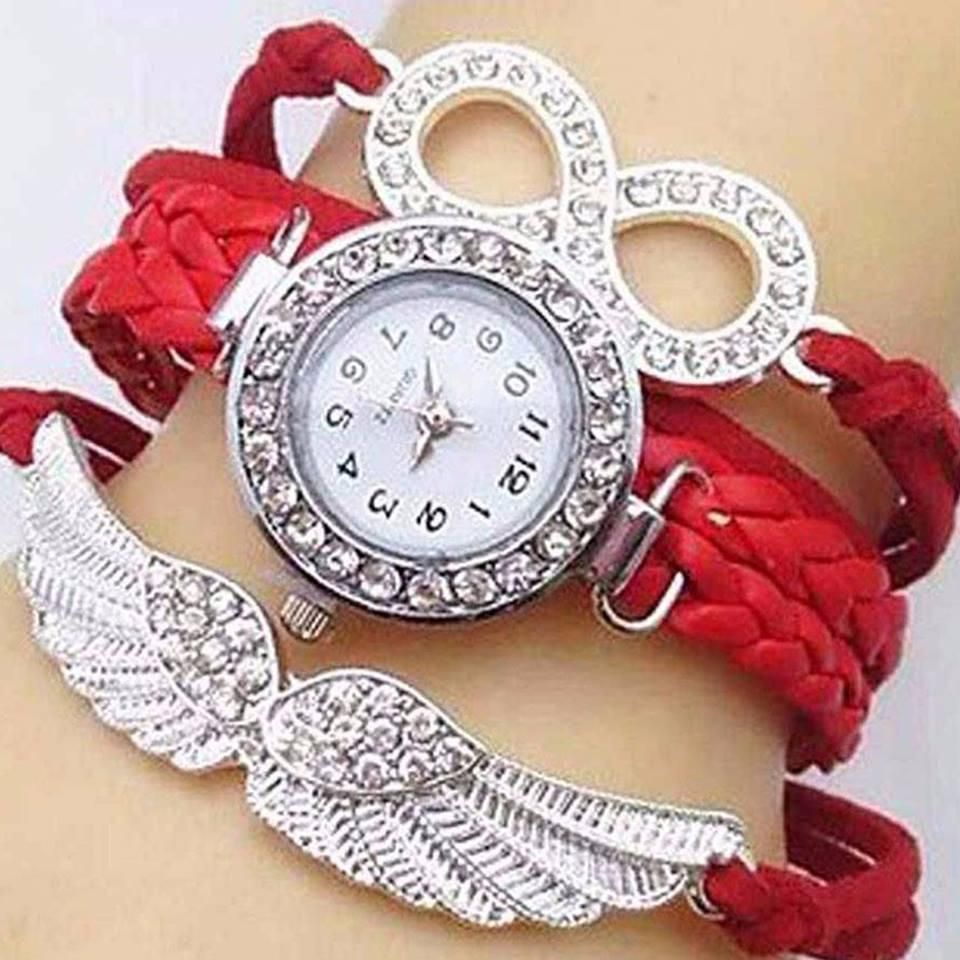 SSF Bird Wings Ladies Rope Bracelet Watch (Red)