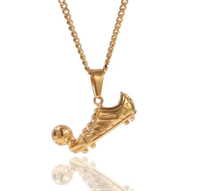 Men Hip hop Football Shoes Soccer Pendant Necklaces fashion Stainless Steel male charm pendants necklace HipHop jewelry gifts