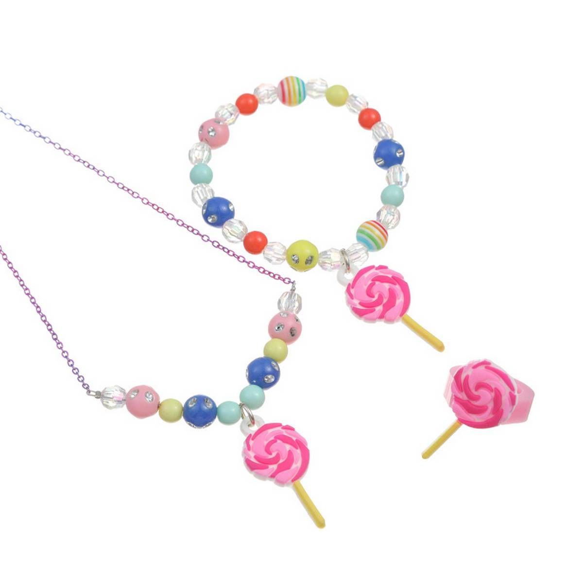Lollypop jewelry set of necklace, bracelet  and ring for children