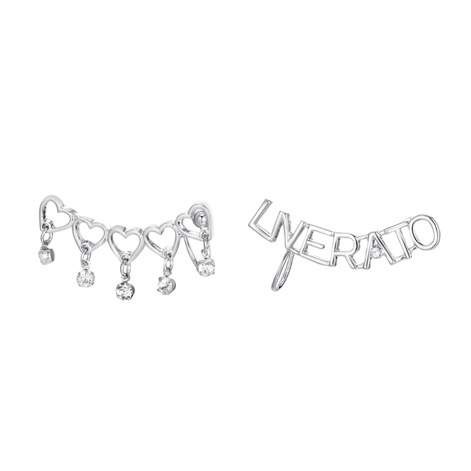 Women Earrings Shiny Cubic Zirconia Asymmetric Clip Earrings
