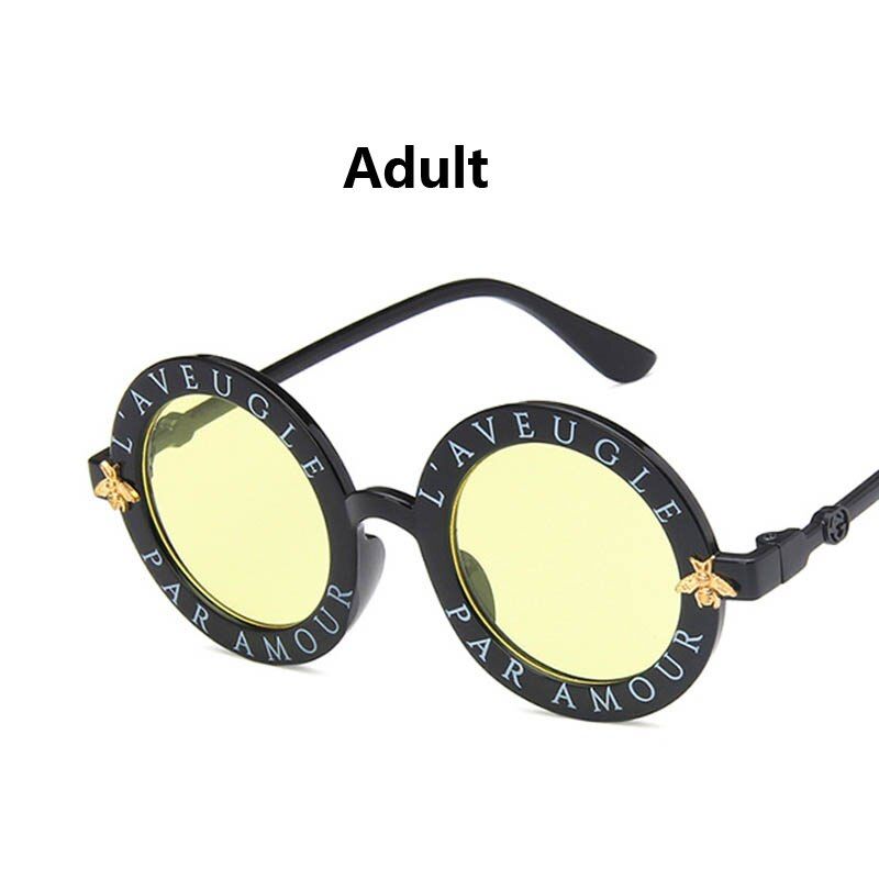 Adult3Kilig Retro Round Sunglasses Women 2019 Brand Designer Bee Vintage Kid Sun Glasses Boys Girls Parent-child suit UV400